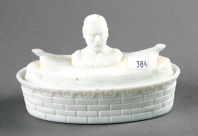 Appraisal: Milk Glass Dish of Admiral Dewey chipped