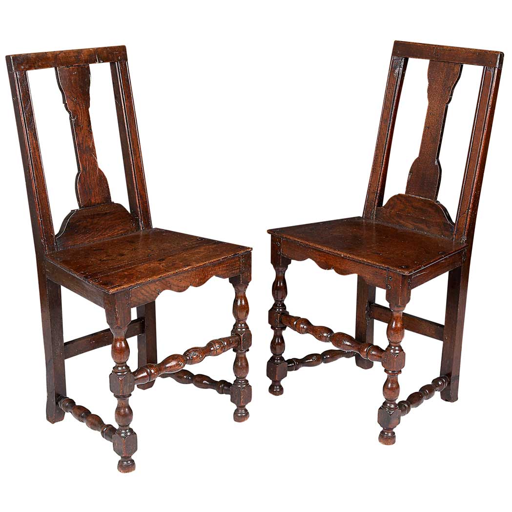 Appraisal: Pair of Provincial George I Oak Side Chairs Early th