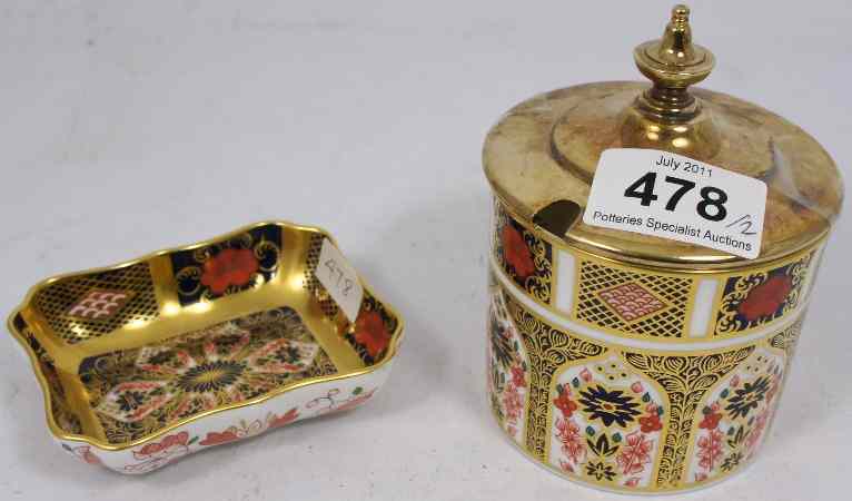 Appraisal: Royal Crown Derby Old Imari Honey Pot with EPNS Silver