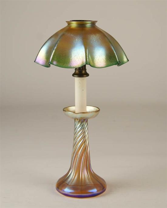 Appraisal: A Tiffany Favrile Candle Lamp having a swirled design candlestick