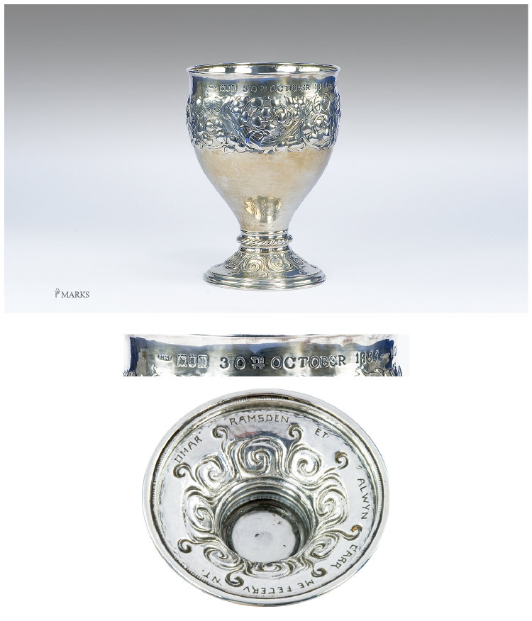 Appraisal: Omar Ramsden Alwyn Carr Planished Silver Goblet The Tapering Bowl