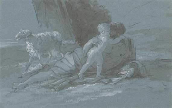 Appraisal: SAINT-OURS JEAN PIERRE Geneva Reclining male embracing a child ca