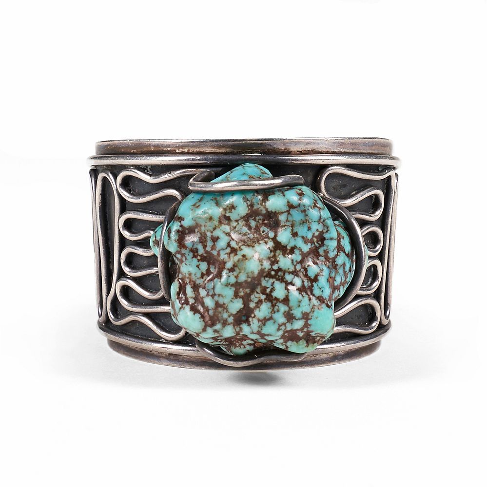 Appraisal: H Fred Skaggs Turquoise Nodule Cuff Bracelet H Fred Skaggs