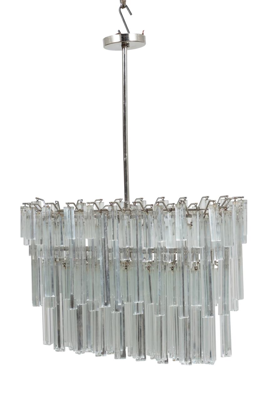 Appraisal: CAMER STYLE MURANO COLORLESS PRISM CHANDELIER Italian period Mid Century