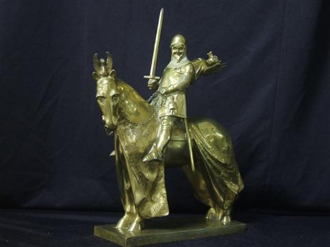 Appraisal: GILT-BRONZE EQUESTRIAN GROUP LOUIS D'ORLEANS after a model by Fremiet