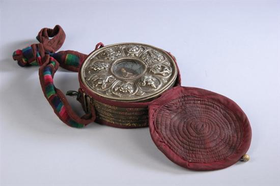 Appraisal: TIBETAN SILVER AND COPPER TRAVELLING SHRINE - in diam