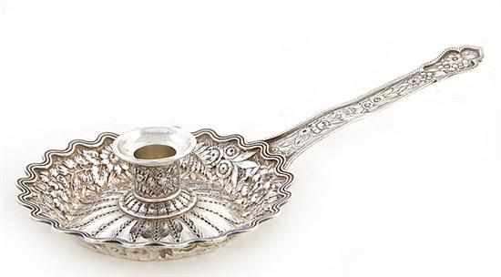 Appraisal: Tiffany Co sterling chamberstick holder circa shaped handle leading to