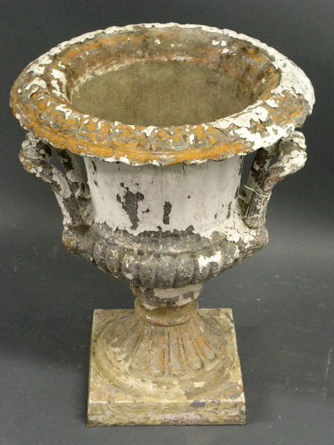 Appraisal: Cast iron garden urn h x diam