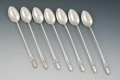 Appraisal: Seven Sterling Silver Iced Tea Spoons Rogers Sterling Measuring apprx