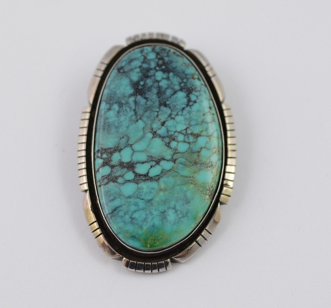 Appraisal: Navajo sterling brooch pendant with large polished exhibition type cabochon