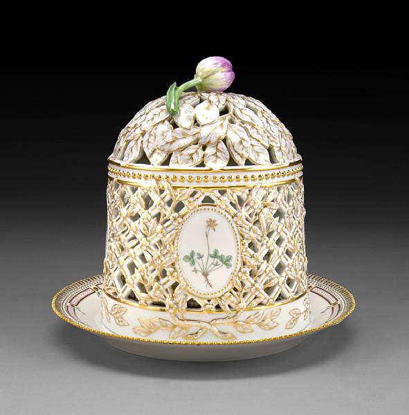 Appraisal: A Royal Copenhagen Flora Danica ice cream dome and stand