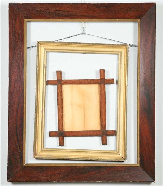 Appraisal: THREE FRAMES The first a mid th century grain painted