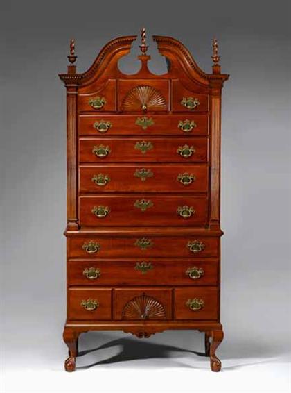 Appraisal: Chippendale cherry chest on chest new england late th century