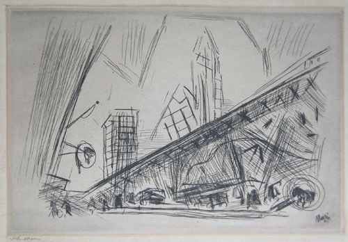 Appraisal: City Street Marin John American - Etching x inches image