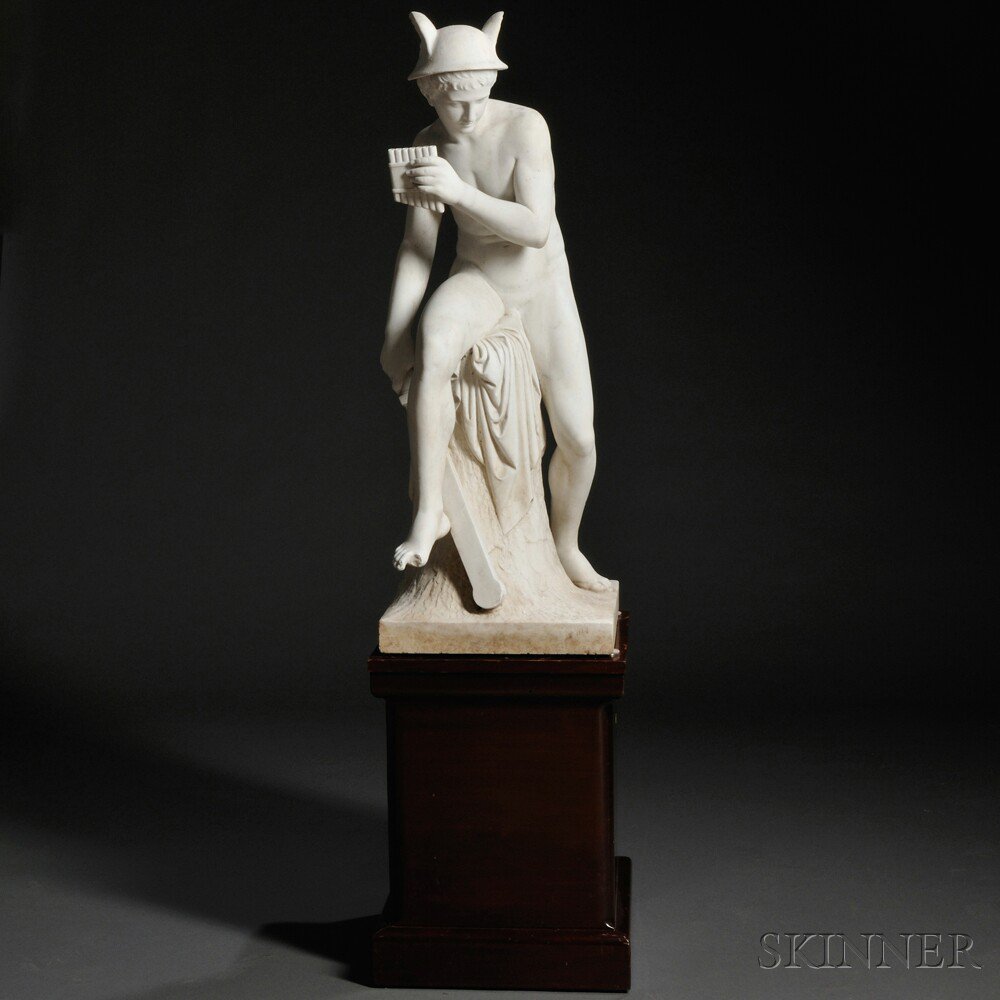 Appraisal: White Marble Figure of Mercury Preparing to Slay Argus Italy