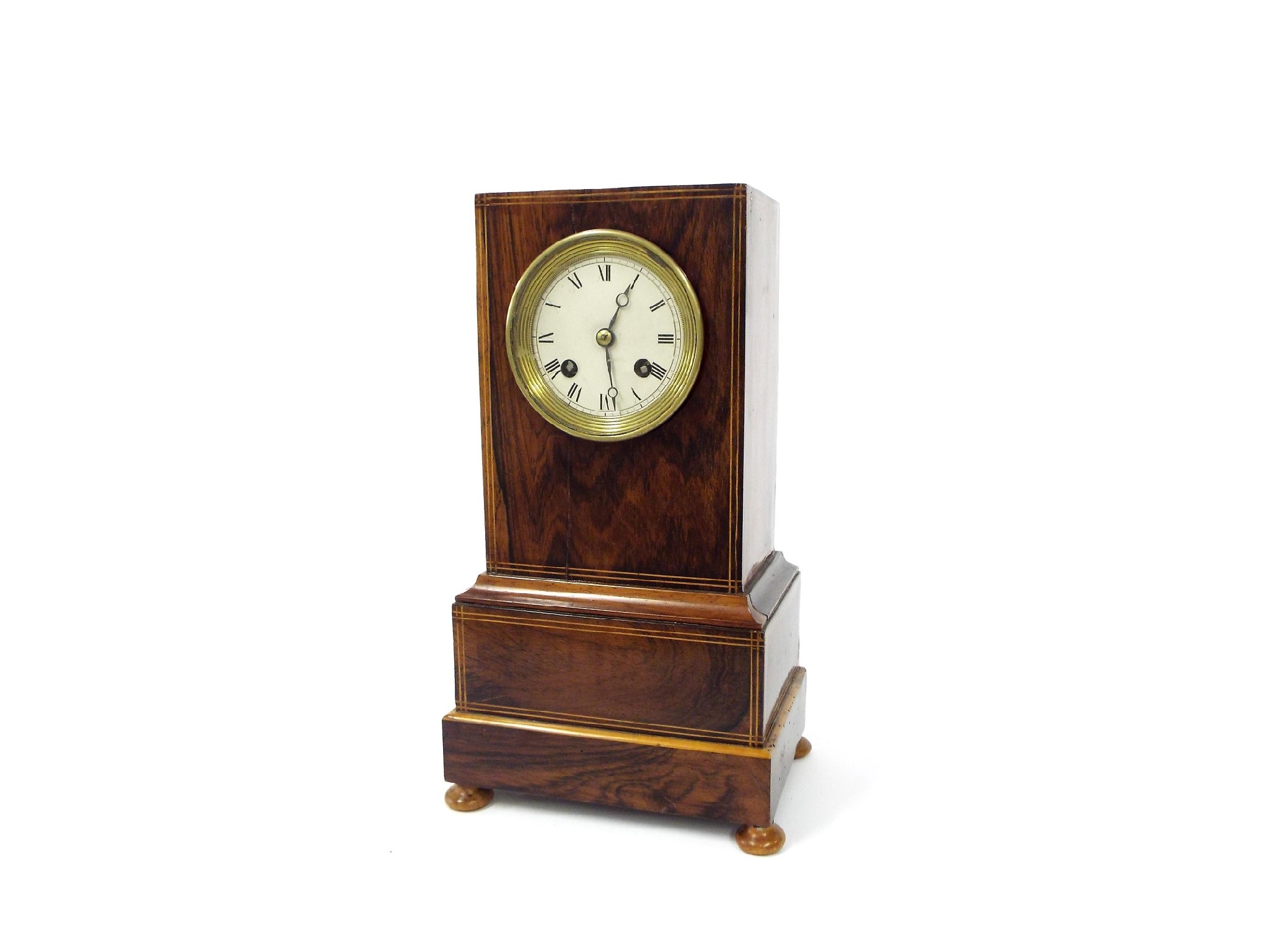 Appraisal: French rosewood two train mantel clock the movement with outside