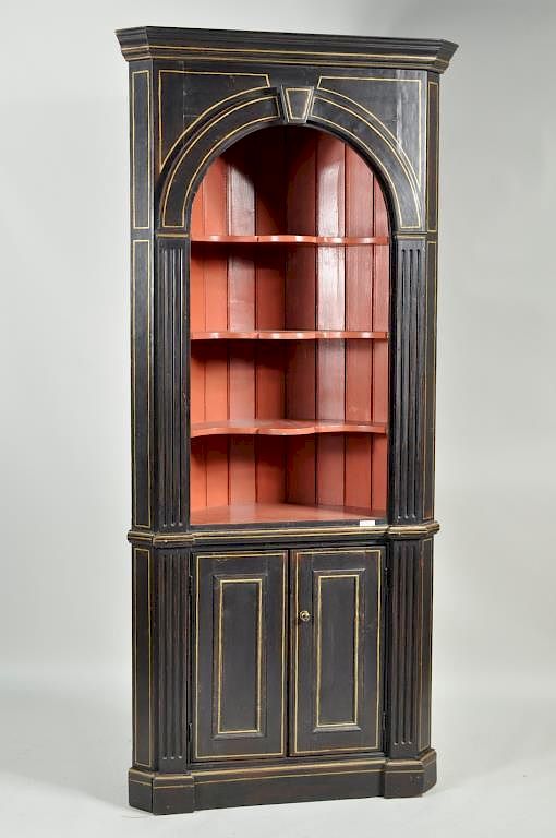 Appraisal: Chippendale Style Painted Corner Cabinet Chippendale style painted corner cabinet