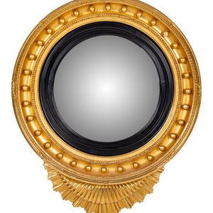 Appraisal: A Regency Style Giltwood Convex Mirror th Century Height x