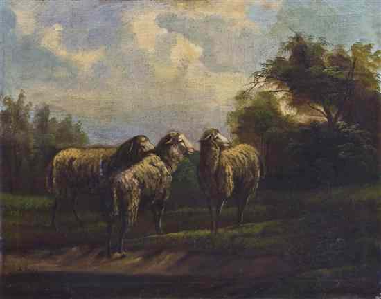 Appraisal: M Jacques th century The Sheep oil on canvas signed