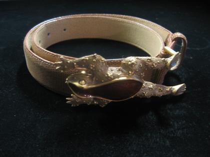 Appraisal: Enamel frog belt in the manner of keilstein cord Brown