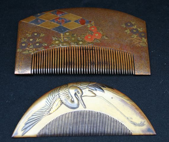 Appraisal: Two Japanese lacquer combs cm and cm wide