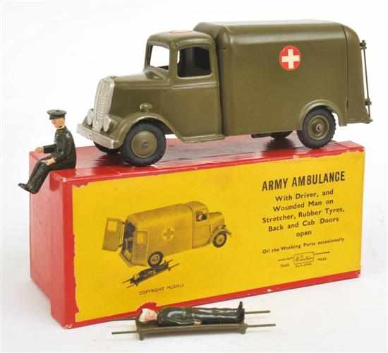 Appraisal: BRITAINS ARMY AMBULANCE army green body and hubs stickers to