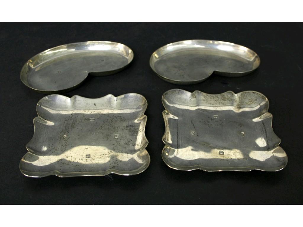 Appraisal: Pair of small silver kidney shaped dishes and pair of