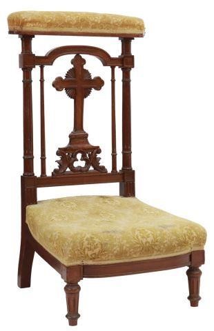 Appraisal: French walnut prie-dieu prayer chair th c having carved frame