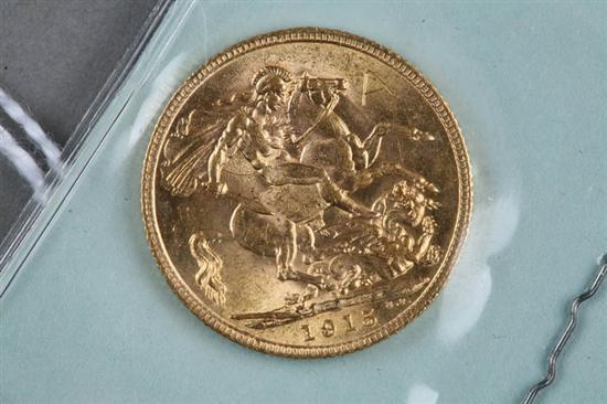 Appraisal: GOLD SOVEREIGN George V on obverse St George and the