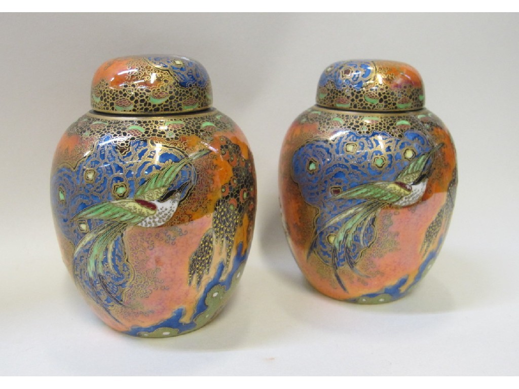 Appraisal: Pair of Carlton Ware Paradise Bird and Trees pattern ginger