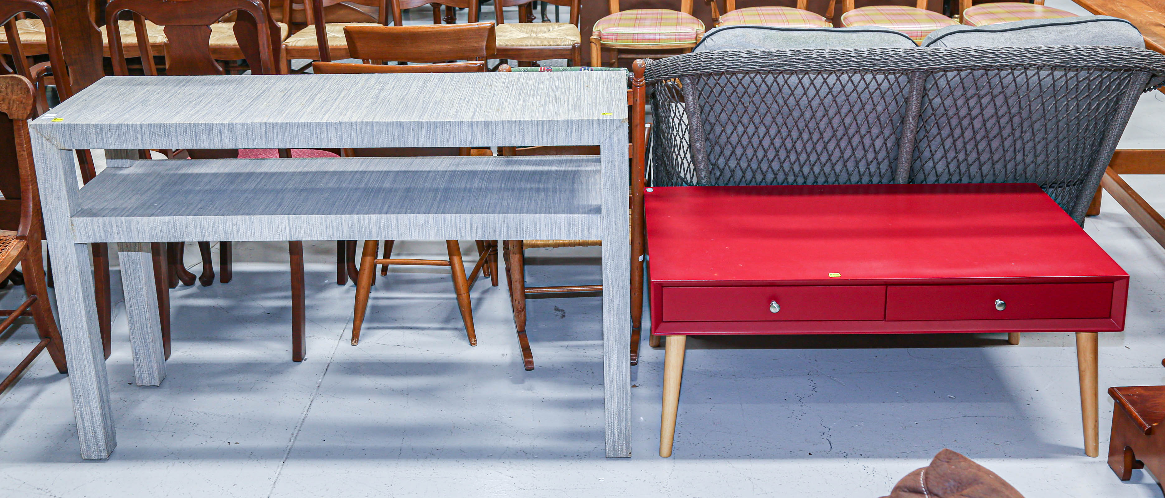 Appraisal: TWO PIECES OF MID-CENTURY MODERN FURNITURE Including fabric covered Parsons