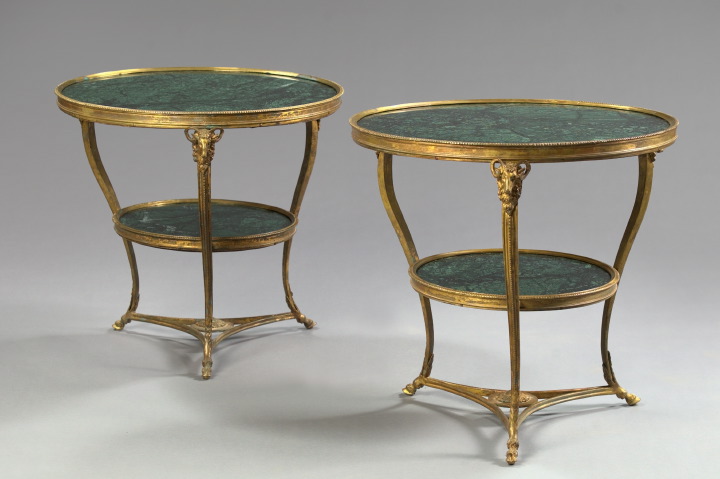 Appraisal: Good Pair of French Gilt-Brass and Marble-Top Guerdons mid- th