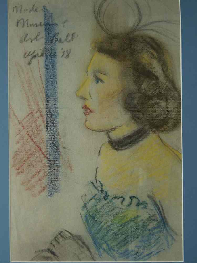 Appraisal: PASTEL DRAWING - Portrait of Woman in Green Gown with