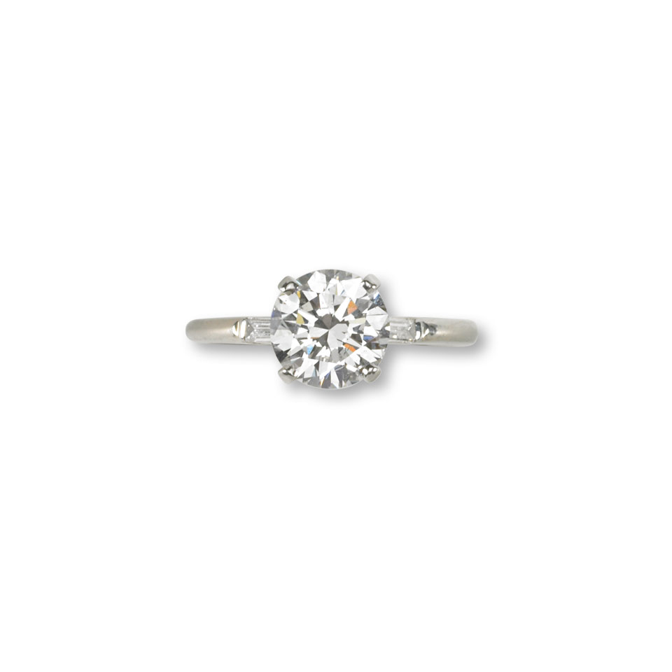 Appraisal: k White Gold Solitaire Ring set with a brilliant cut