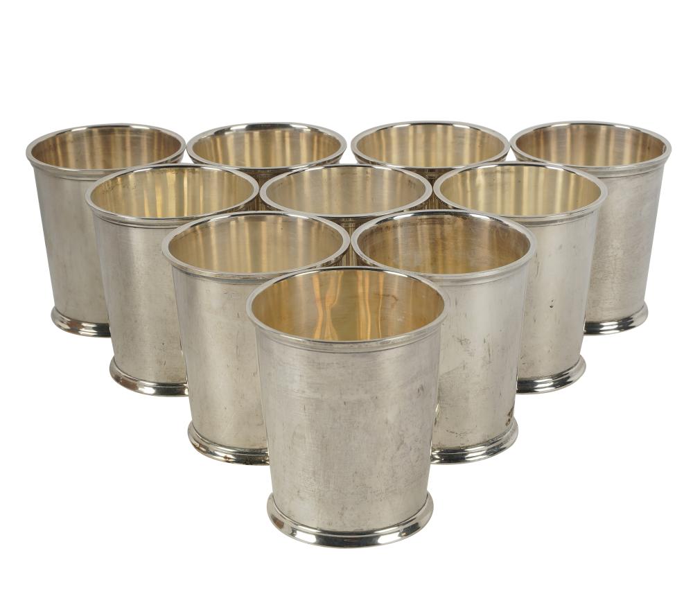 Appraisal: TEN AMERICAN STERLING MINT JULEP CUPSan assembled group comprising eight