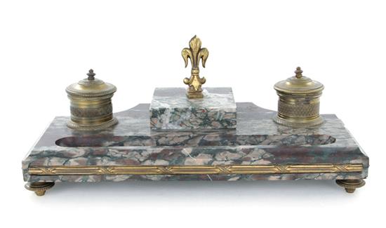 Appraisal: French brass and marble inkstand th century H L D