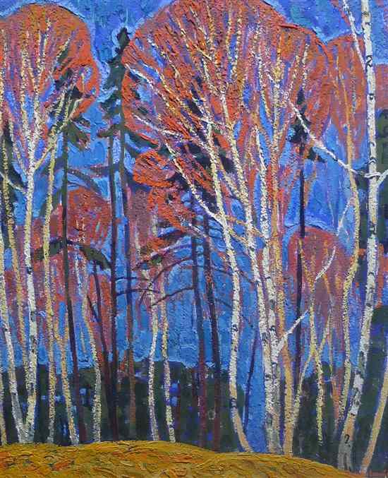 Appraisal: Yuri Matushevski Russian - oil on board 'Birchwood' signed x