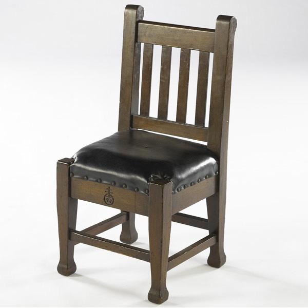 Appraisal: ROYCROFT Children s mahogany chair the seat upholstered in black