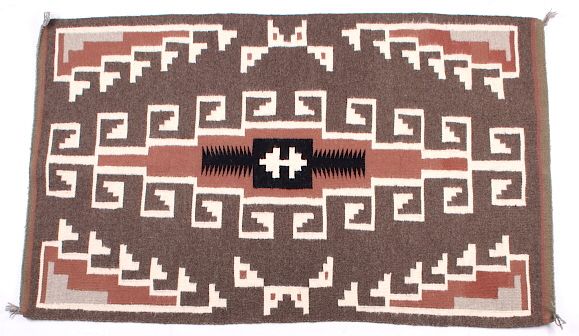 Appraisal: Navajo Teec Nos Pos Hand Woven Wool Rug This is