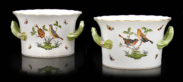 Appraisal: A pair of Herend porcelain cache pots in the Rothschild