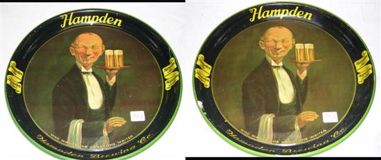 Appraisal: Two Hampden Brewing Company Willamansett Mass beer trays toothy waiter