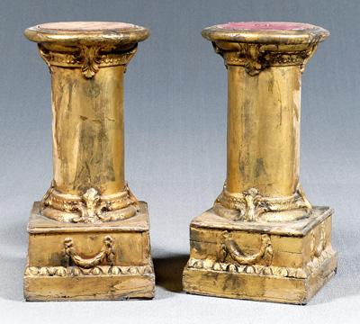 Appraisal: Pair classical gilt wood pedestals each column form gilt wood