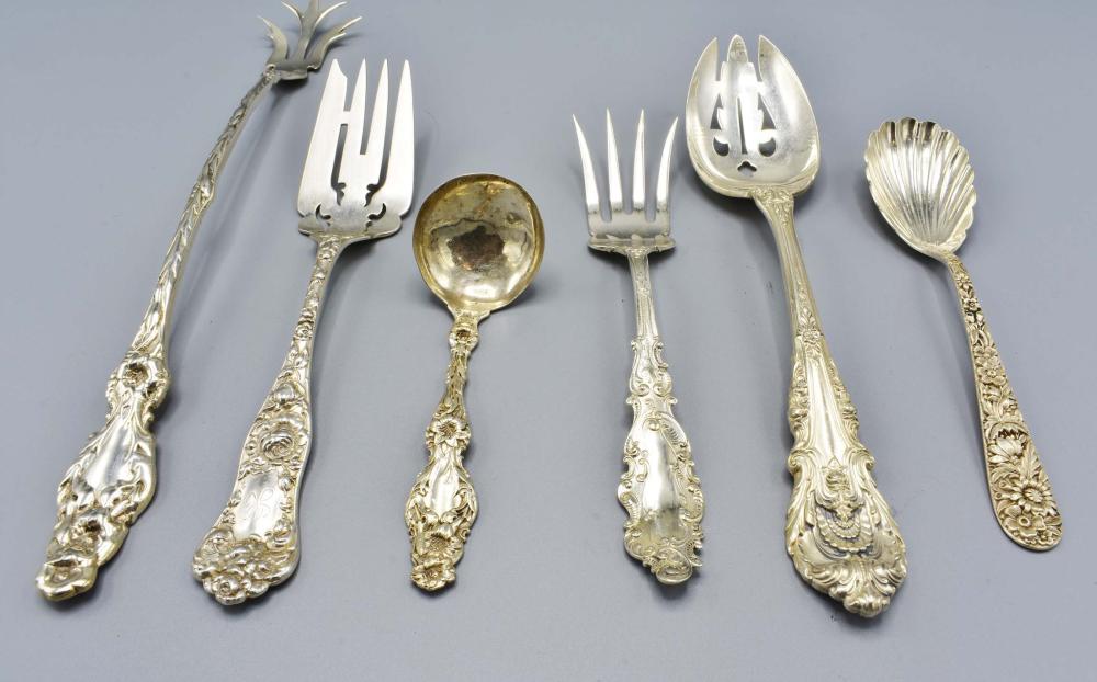 Appraisal: GROUP OF SIX STERLING SERVING PIECESIncluding S Kirk shell spoon