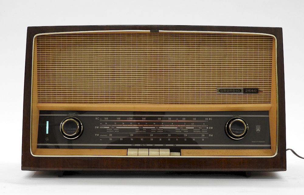 Appraisal: German Grundig U AM FM Modern Wood Radio Germany Circa