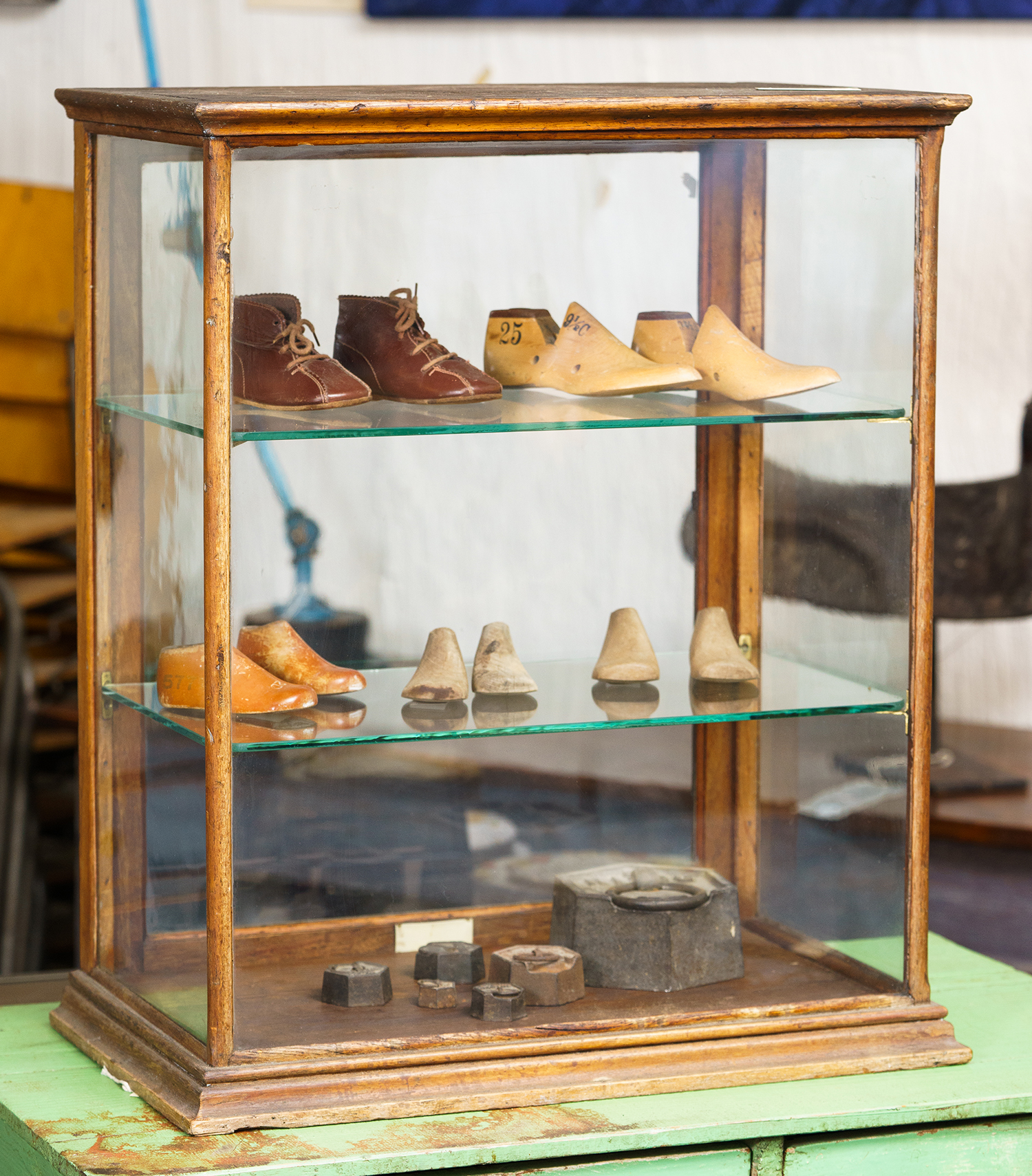 Appraisal: A s MINIATURE DISPLAY CABINET Oak and original glass two