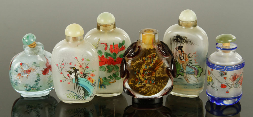 Appraisal: - Six Chinese Glass Snuff Bottles Lot of six th