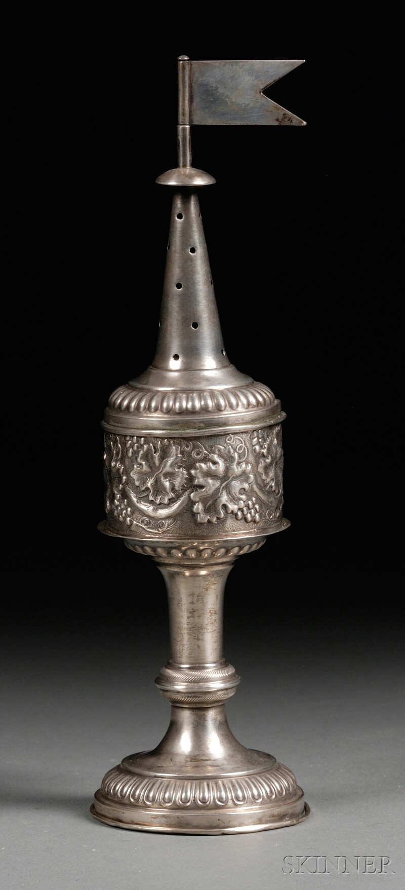 Appraisal: Continental Silver Tower-form Besamim Box Spice Container possibly Germany or