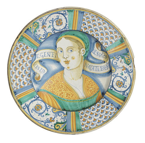 Appraisal: A Deruta maiolica 'Bella Donna' charger circa Probably from the