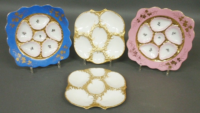 Appraisal: - Two late th c colorful porcelain oyster plates signed