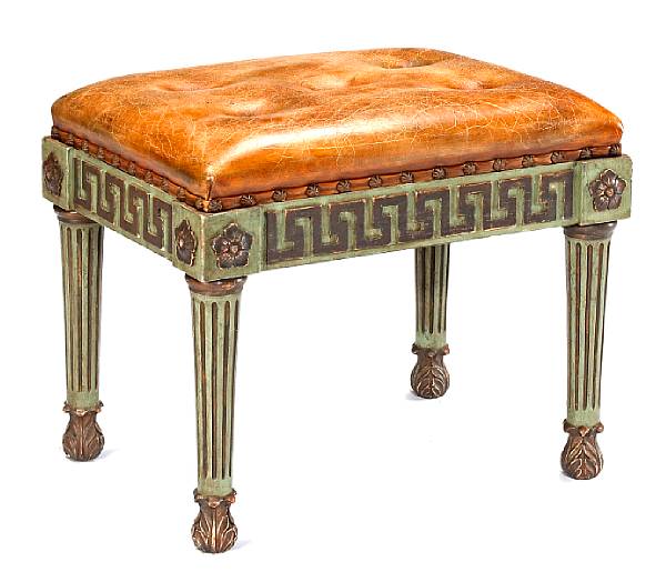 Appraisal: An Italian Neoclassical style silver gilt and painted stool The